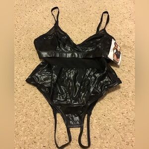 EXPOSED BY MAGIC SILK TEDDY SZ S/M NWT BLACK NYLON SPAN